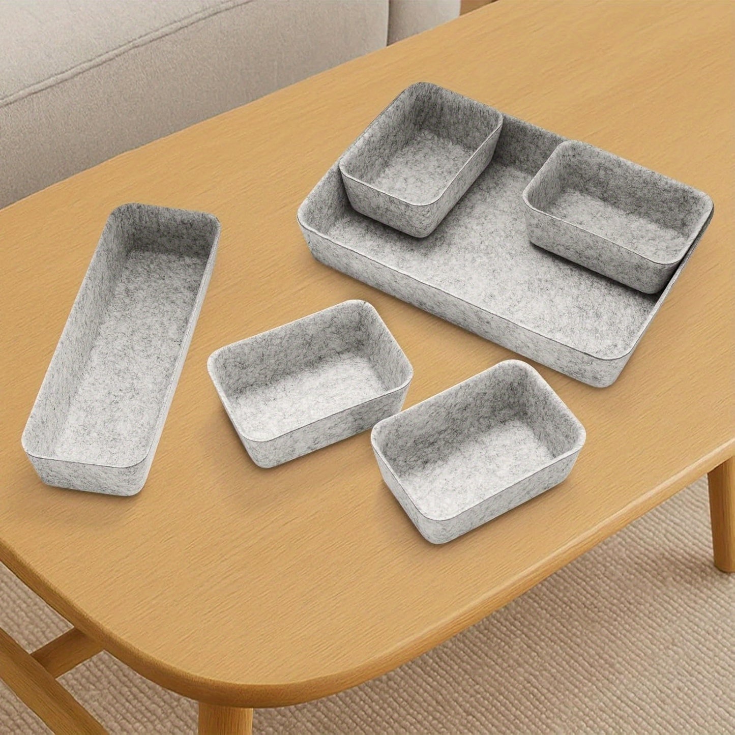 Lade Organizer – Ladeverdeler – Opbergbakjes – Ladebakjes – Organizer Bakjes – Set van 8 – Stapelbaar – Polyester Vilt