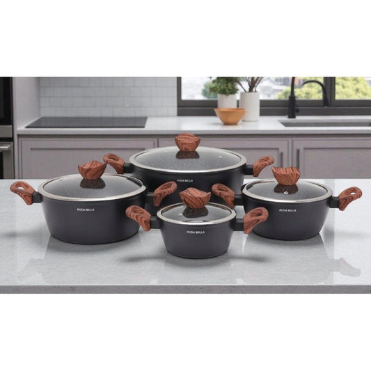 Kookset – Pannenset – Inductie Pannen – Non-stick Kookgerei – Koekenpannen Set – 8-delig – Aluminium – Geschikt Voor Alle Vuursoorten