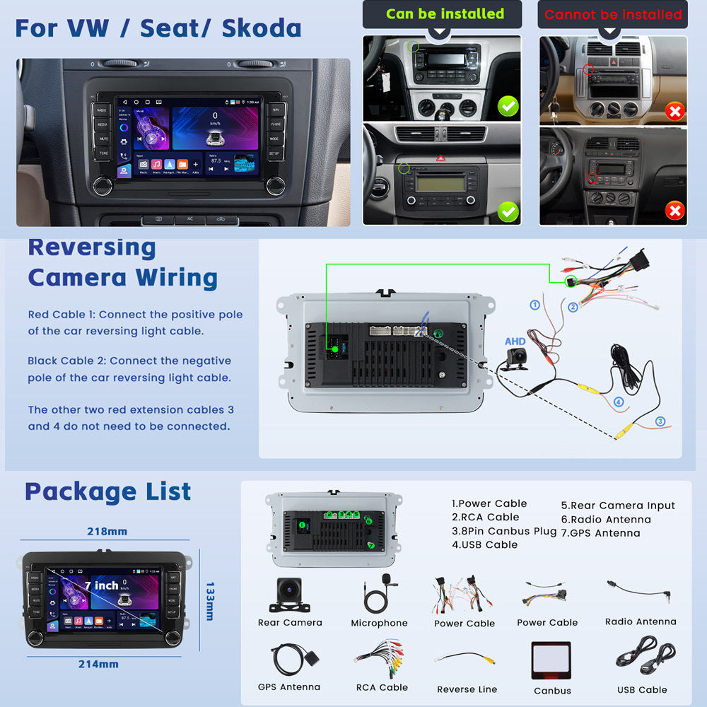 Android Carplay Autoradio – Android Car Radio – Auto Multimediaplayer – Auto Navigatiesysteem – Android Infotainment Systeem – 7 Inch HD Touchscreen – Draadloze Carplay & GPS Navigatie