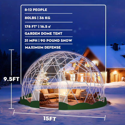 Koepeltent – Iglo Tent – Buiten Tent – Tuin Tent – Kampeer Tent – 4.6m Diameter – Weerbestendig ABS Frame & TPU Cover