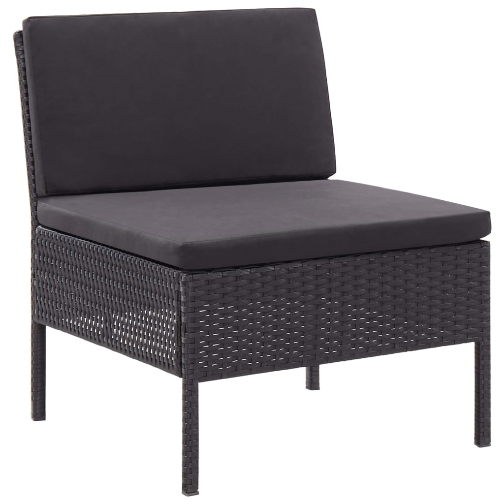 Loungeset – Tuinset – Loungemeubels – Buitenbank – Black – Weerbestendig Poly Rattan – Comfortabele Dikke Kussens
