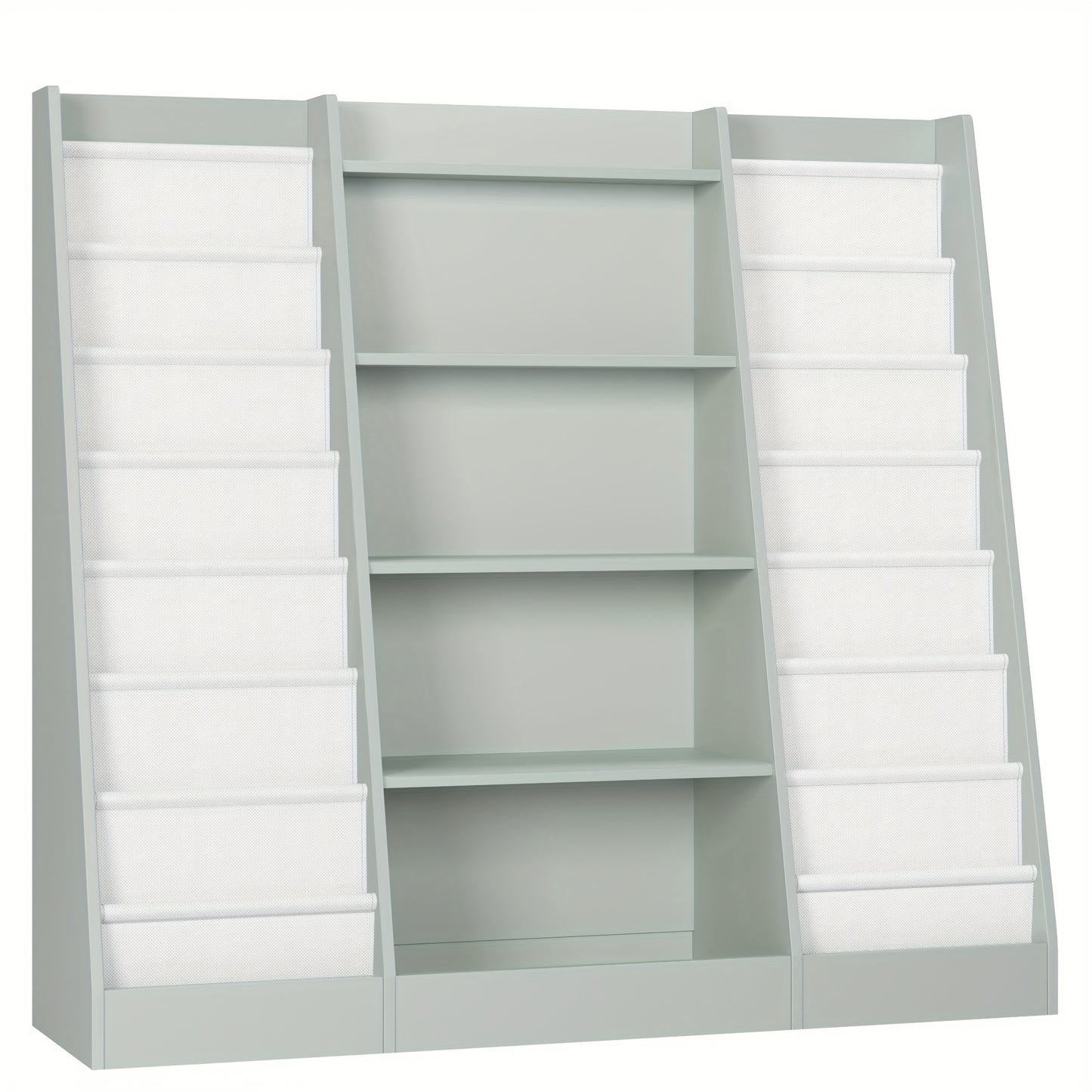 Boekenplank – Boekenkast – Wandrek – Opbergplank – Wandplank – 14 Vakken Met Stoffen Lades – Stevig Hardhout En Kunstboard – Vrijstaand En Ruimtebesparend Design