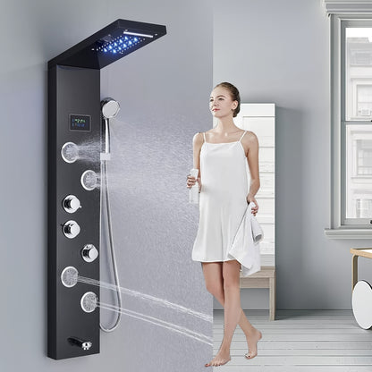Douchepaneel – Regendouche – Handdouche – Massagedouche – Watervaldouche – Mat Zwart – Roestvrij Staal – Multifunctioneel & Compact