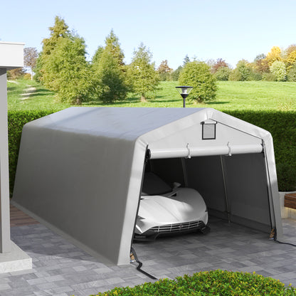 Carport – Garage – Overkapping – Schuur – Afdak – Lichtgrijs – Stevig Gegalvaniseerd Staal – Waterdicht UV-Bestendig Zeildoek 6,2 x 3,3 x 2,4 m