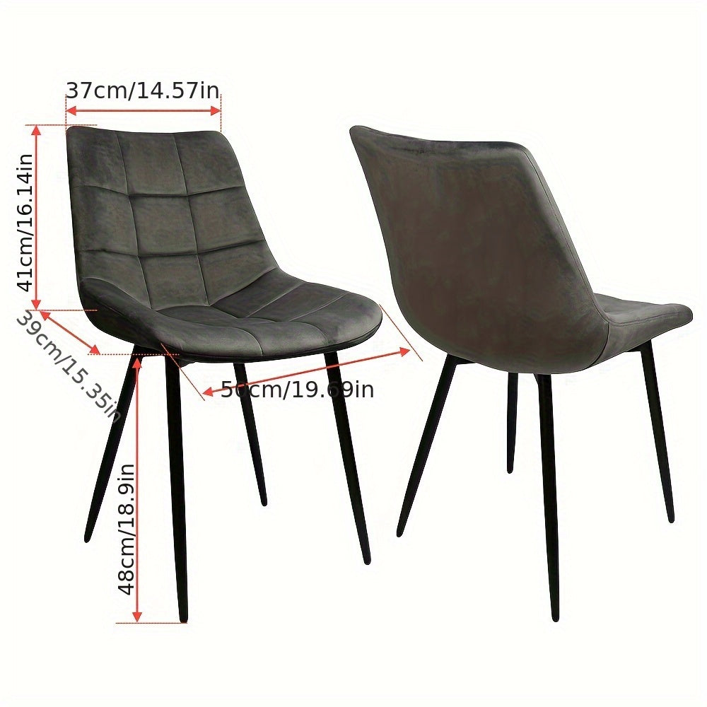 Velvet Eetkamerstoelen Set Van 2 – Stoelen, Restaurantstoelen, Hotelstoelen, Industrieel Design – Zwart Metalen Poten – Ergonomische Rugleuning & Snel Montage