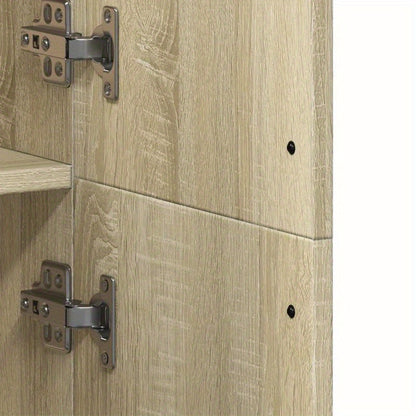 Highboard – Kast – Dressoir – Opbergmeubel – Wandmeubel -eiken Braun – Compact 70x35x180 cm – Duurzaam Kunsthout Met Metalen Handgrepen