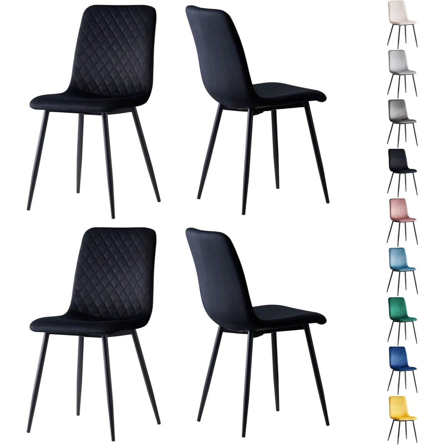 Design Eetkamerstoel – Luxe Stoel – Velvet Stoel – Metalen Stoel – Set Van 4 – Ergonomisch Comfort – Stabiele Metalen Poten