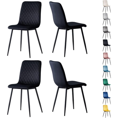 Design Eetkamerstoel – Luxe Stoel – Velvet Stoel – Metalen Stoel – Set Van 4 – Ergonomisch Comfort – Stabiele Metalen Poten