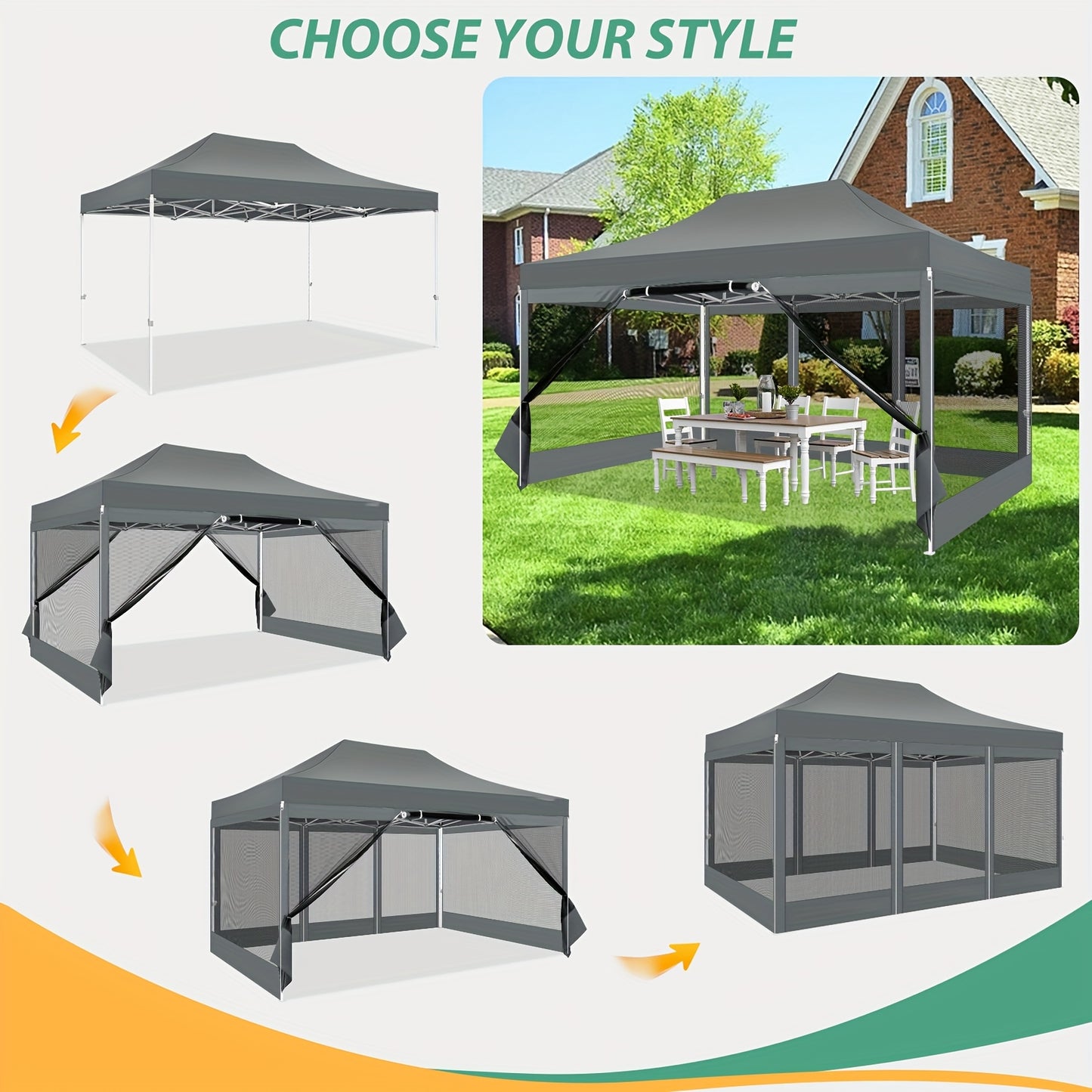 Pop-Up Partytent 3x4,5 Meter – Opzet Tent – Vouwtenten – Paviljoen – Tuin Tent – Waterafstotend – Muskietennet Zijwanden