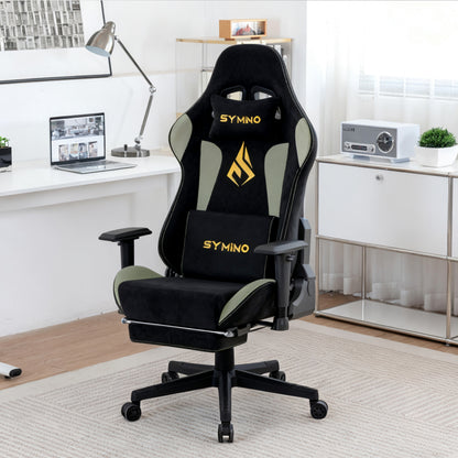 Gamingstoel – Gamestoel – Gaming Chair – Gamestoel Bureaustoel – Donkergroen – Verstelbare Rugleuning 90-167° – Ergonomische Lenden- En Hoofdsteun