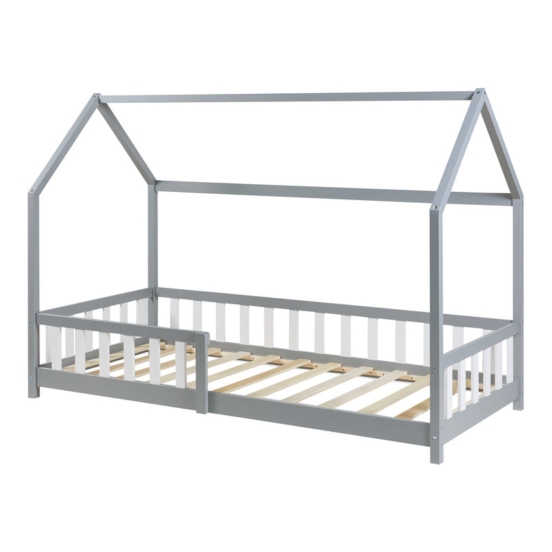 Kinderbed – Kinderbedden – Eenpersoonsbed – Hoogslaper – Stapelbed – Huisbed Design – Veilig Valbeveiliging – 90x200 cm Vurenhout