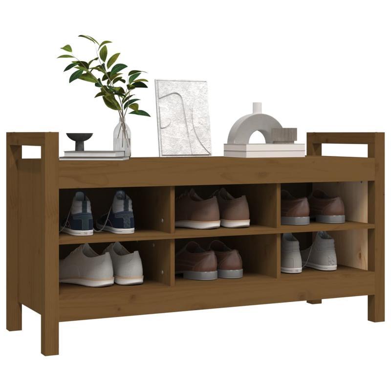 This Bench, Measuring 110X40X60 Cm And Made of Solid Pine Wood in Honey Brown, Is Ideal As a Shoe Stool in Your Hallway Or As a Storage Stool in Your Living Room.