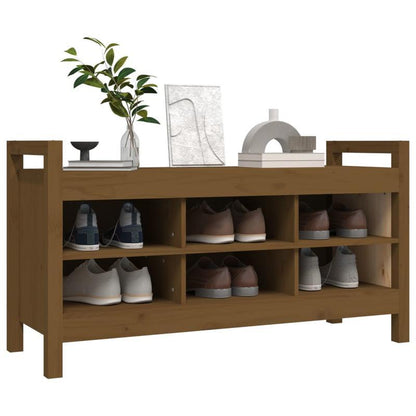 This Bench, Measuring 110X40X60 Cm And Made of Solid Pine Wood in Honey Brown, Is Ideal As a Shoe Stool in Your Hallway Or As a Storage Stool in Your Living Room.