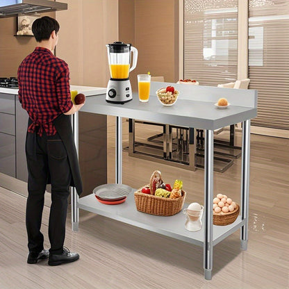 RVS Werkbank – Keukenwerkbank – RVS Tafel – Werktafel – Voorbereidingstafel – Verstelbare Poten – 120 x 60 x 85 cm – Professioneel & Makkelijk Schoon Te Maken