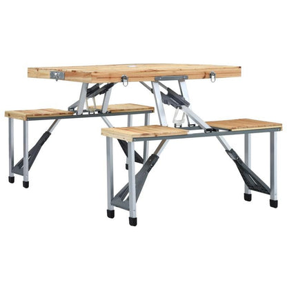 Campingtafel – Opvouwbare Tafel – Picknicktafel – Kampeertafel – Buitentafel – Lichtgewicht Aluminium & Hout – Stevig Stalen Frame