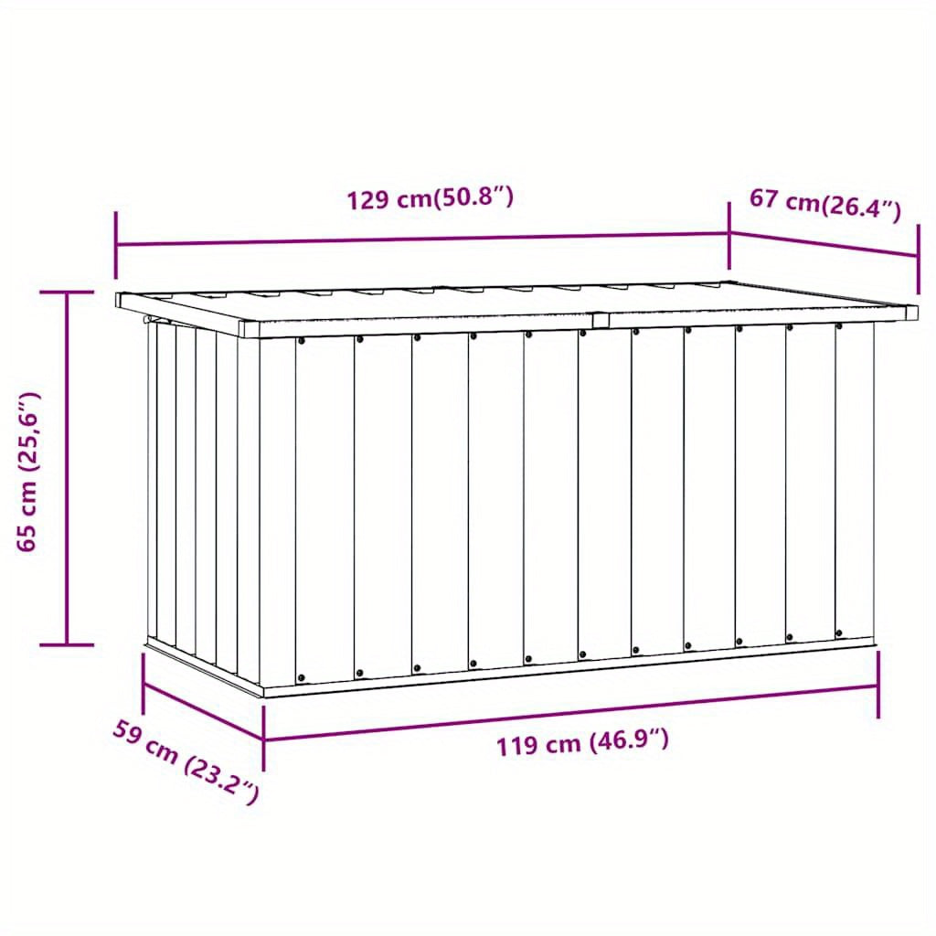 Opbergbox Tuin – Tuinkist – Kussenbox – Buitenopslag – Opbergbox Buiten – Groot 129x67x65 cm – Duurzaam Gegalvaniseerd Staal & Weerbestendig Design
