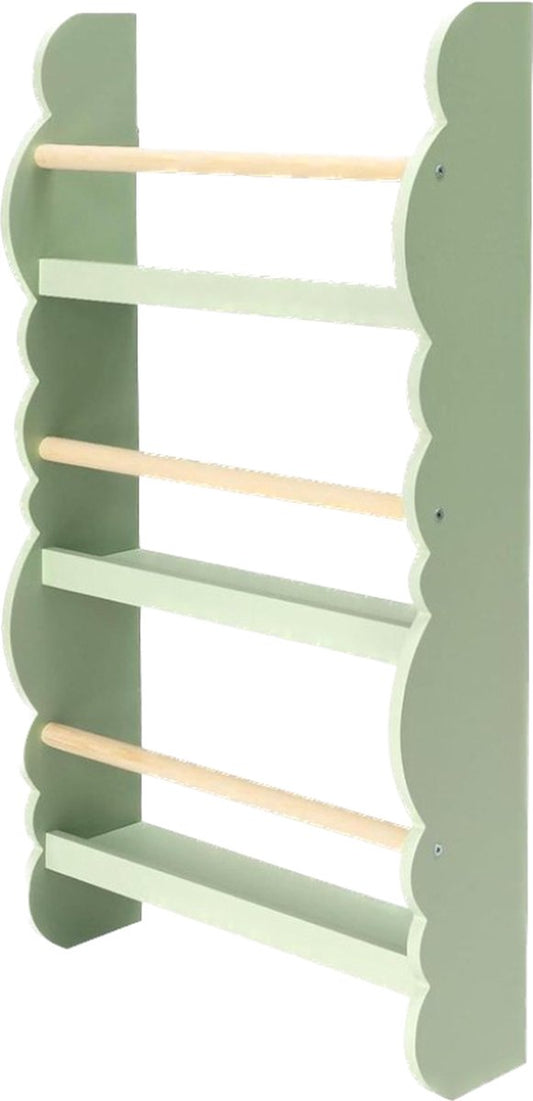 Kinderboekenkast - Wandrek met 3 Planken van Grenenhout E1 MDF - Reis naar het Bos - Kinderrek voor kinderkamer - Opbergen van Boeken - Boekenkast Kind