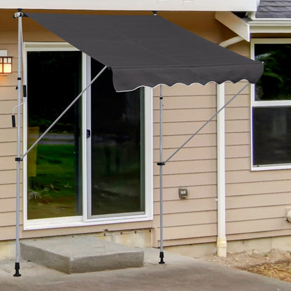 Verstelbare Balkonluifel – Zonnescherm – Terrasluifel – Schaduwdoek – Handbediende Luifel – 150 cm Breed – Weerbestendig Aluminium Frame