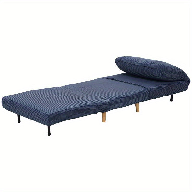 Modern Blue Adjustable Backrest Sleeper Sofa Bed with Plush Cushioning - Multifunctional Convertible Chair, Bed & Lounge Furniture, Easy Assembly, Durable Plastic/Wood/Metal Frame, Space-Saving Design for Small Spaces, Living