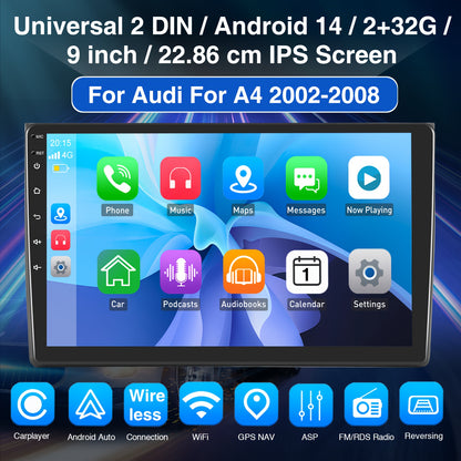 Android Autoradio – Multimedia Systeem – Inbouw Radio – Auto Navigatie – CarPlay Android Auto – 9 Inch Touchscreen – Draadloze Connectiviteit – AHD Achteruitrijcamera & Microfoon