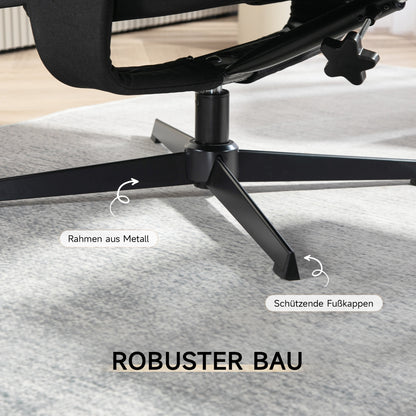 Draaifauteuil – Relaxstoel – Schommelstoel – Fauteuil Met Voetenbank – Lounge Chair Zwart – Fluwelen Bekleding – Schommelfunctie – Draaibaar – Max 150 kg