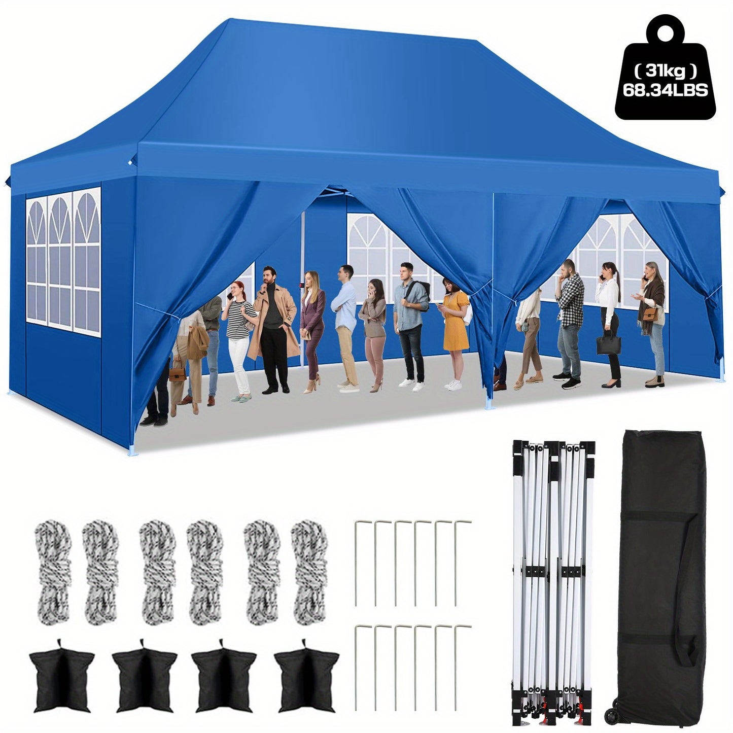 Pop-up Luifel – Partytent – Paviljoen – Zonnescherm – Outdoor Tent – 3x6m Groot – Weerbestendig Materiaal