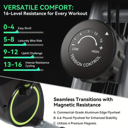 Hometrainer – Fitnessfiets – Spinningfiets – Stoelfiets – Ergometer – Inklapbaar Ontwerp – 8 Verstelbare Hoogtes – Magnetische Weerstand – Hartslagmeter – LCD Display – App Connectiviteit