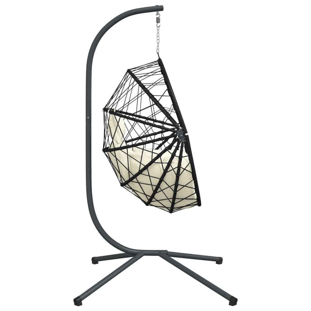 Hangstoel – Schommelstoel – Hangstoel Rattan – Hangstoel Binnen – Hangstoel Buiten – Beige – Rattan Mand Met Rope – Stalen Roestvrij Frame