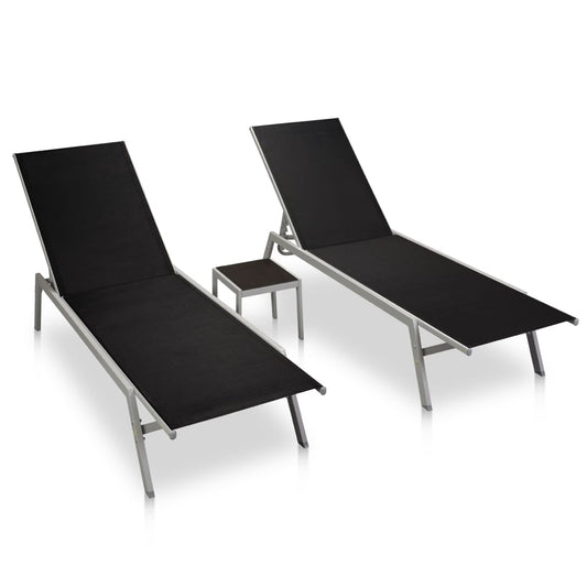 2-Persoons Lounge Set – Luxe Loungeset – Tuinset – Ligbedden – Bijzettafel – Stevig Stalen Frame – Ademend Textiel