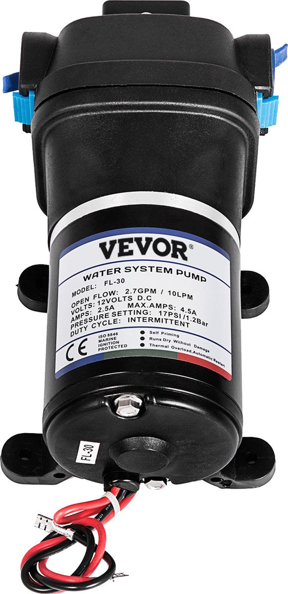 Water Pomp - Lokale Sproeier - Vernevelende Membraanwaterpomp - Maximaal Debiet 17 L/Min - voor Het Vullen Van Voedsel En Dranken En Het Overbrengen Van Vloeistoffen - Zwart - QUORE