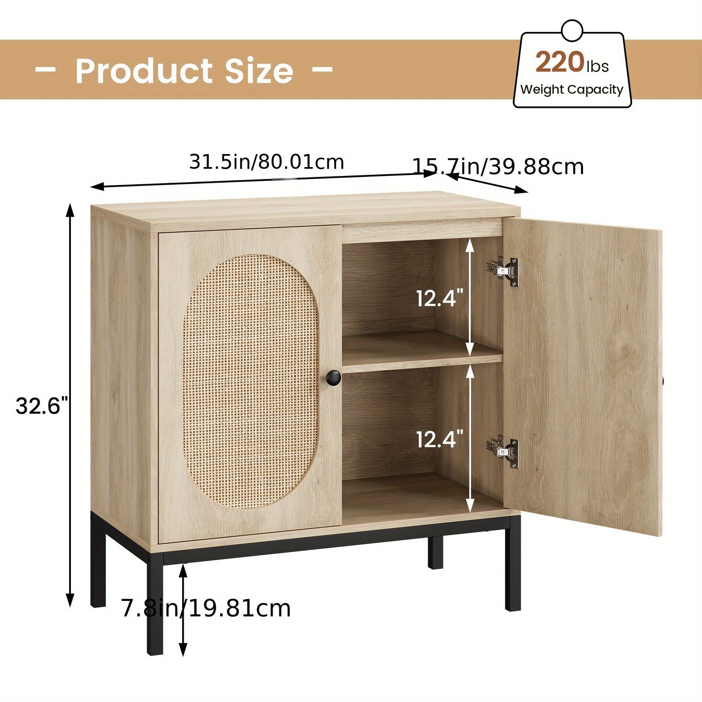 Buffetkast – Dressoir – Sidetable – Opbergkast – Kast – Rustiek – Verstelbare Planken – Hoogwaardige MDF Constructie