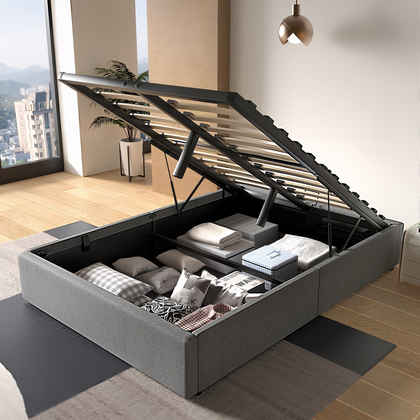 Gestoffeerd Bed – Eenpersoonsbed – Slapen – Slaapkamermeubilair – Bedframe – 140x200 cm – Hoog Draagvermogen 360 kg – Leren Bekleding & MDF