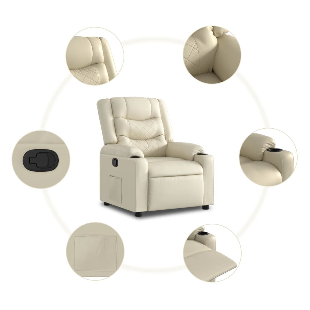 Elektrisch Verstelbare Relaxstoel – Fauteuil – Relaxfauteuil – Elektrische Lounge Stoel – Gezellige Zitstoel – Kunstleer Bekleding – Verstelbaar Tot 135 Graden
