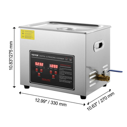 Ultrasoon Reinigingsapparaat – Ultrasone Reiniger – Sieradenreiniger – Brillenreiniger – Horlogereiniger – 10 Liter RVS Tank – Digitale Timer & Verwarming