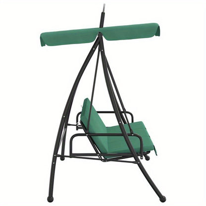 Schommelbank – Schommelstoel – Loungestoel – Relaxbank – Tuinbank – Met Groene Canopy – 198 cm – Staal en Textiel