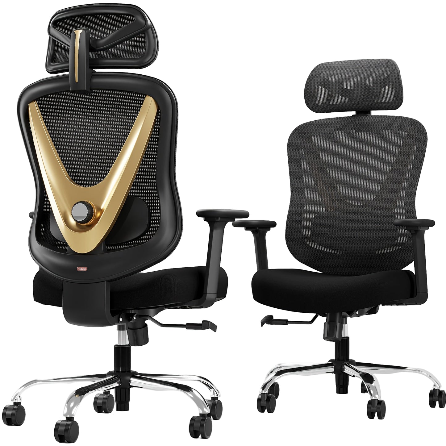 Ergonomische Bureaustoel – Bureaustoel Ergonomisch – Kantoorstoel Mesh – Werkstoel – Gamestoel – 4D Verstelbare Armleuningen – 3D Lendensteun Met Flexibele Hoofdsteun – Zwart Gouden Variant