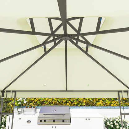 Tuinpaviljoen – Tuinoverkapping – Buitenverblijf – Terrasoverkapping – Crèmekleur – 3x3 Meter – UV30+ Bescherming – Duurzaam Metaalframe