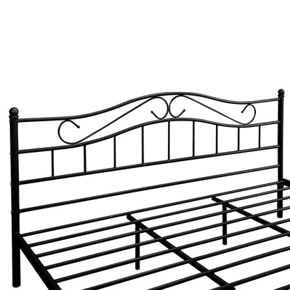 Metalen Bed – Stalen Bedframe – Industrieel Bed – Slaapbank – Lattenbodem – Mat Zwart – 160 x 200 cm – Stevig & Onderhoudsvriendelijk