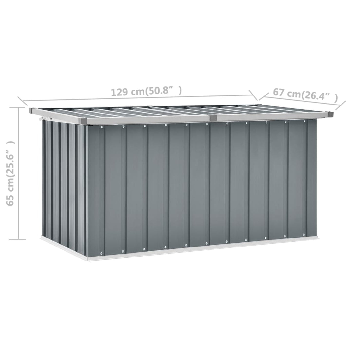 Tuinopslagbox – Opbergbox – Opslagkist – Tuinkist – Buitenopberger – Gegalvaniseerd Staal & Kunststof – 129x67x65 cm – Scharnierend Deksel – Weerbestendig & Ruim