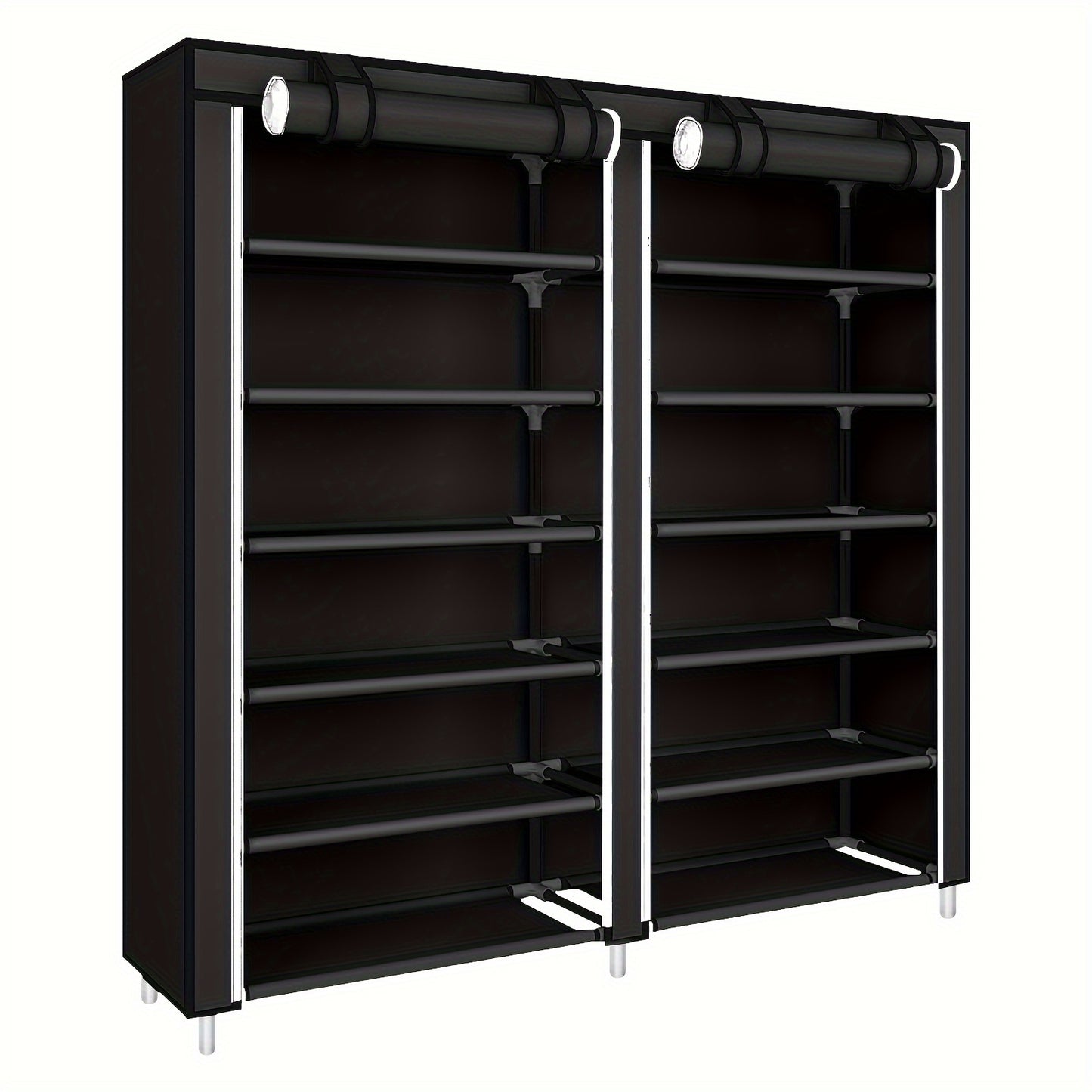 Schoenenrek – Schoenenkast – Schoenenopberger – Schoenenrek 2 Lagen – Schoenenbok – Zwart Non-woven – Ruimtebesparend Design – 120x30x110 cm