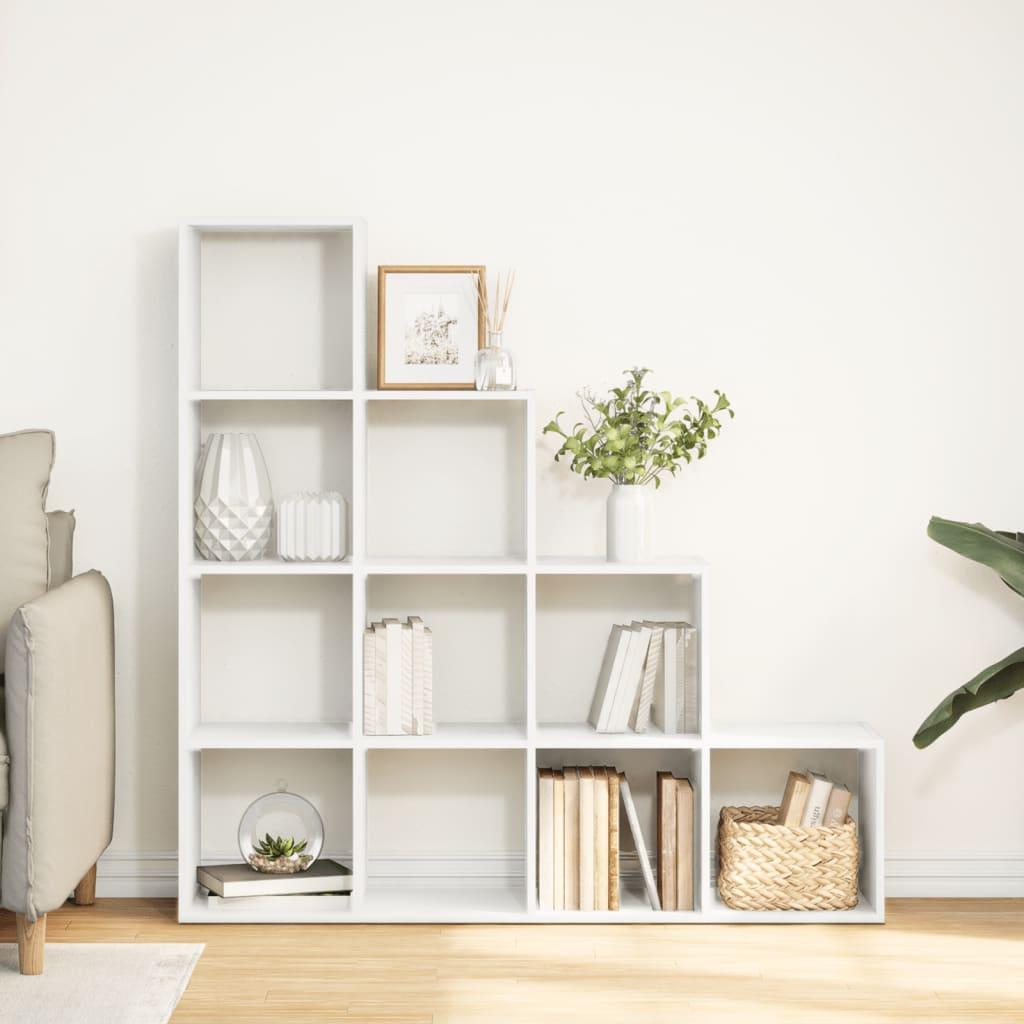 Room Divider Bookcase 4-Tier White 131.5x29x131.5cm Engineered Wood Bookcase Shelves Storage Cabinet Display Rack Bookshelf for Living Room, Home Office, Utility Racks