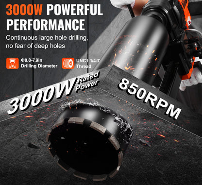 Kernboormachine – Diamantboormachine – Betonboormachine – Magneetboormachine – Boormachine – 3000W Krachtige Motor – Boordiameter 20-200 mm (0,8-7,9 Inch)