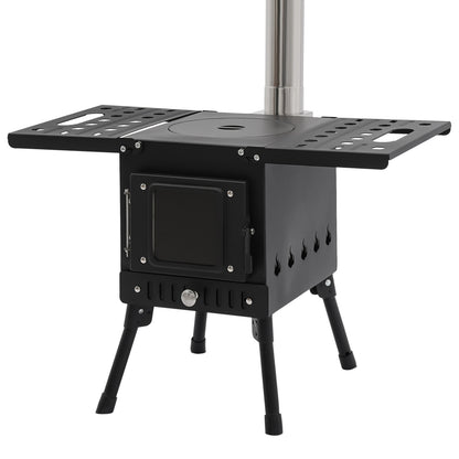 Mini Houtkachel – Campingkachel – Tentkachel – Houtkachel Outdoor – Caravankachel – Compact & Draagbaar – Verstelbare Pootjes & Rookafvoer