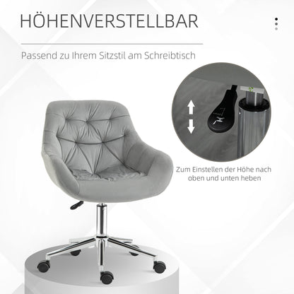 Bureaustoel – Kantoorstoel – Draaistoel – Gamestoel – Computerstoel – Verstelbare Zithoogte – Comfortabele Polyester Zitting – Grijs 59x58x80-90 cm