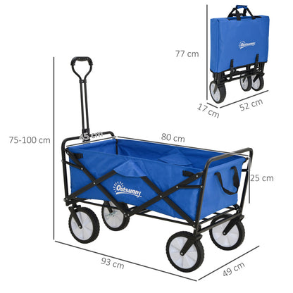 Vouwbare Transportkar – Bolderkar – Transportwagen – Trolley – Karretje – Donkerblauw – Stalen Frame – 360° Draaibare Voorwielen Met Rem