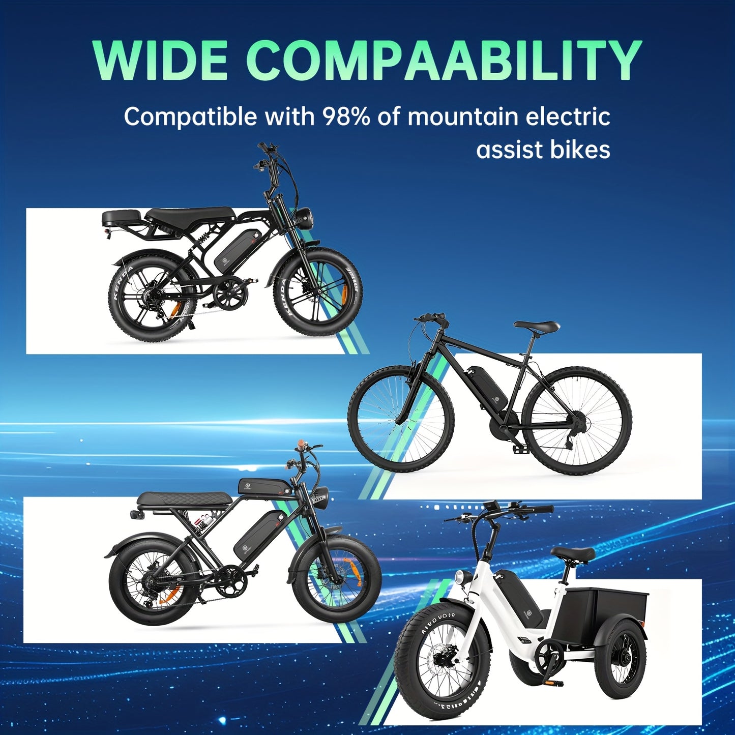 E-bike Accu – Elektrische Fiets Accu – Fietsaccu – Lithium Accu – Batterij – 36V 15AH – Ingebouwde 25A BMS – Antidiefstal Slot & USB Poort