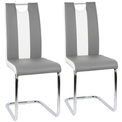 Bowback Dining Chair - 49cm Seat Height High Back Kitchen Chairs With Classic Durable Faux Leather, Ergonomic Armless Modern Accent Chairs For Home Office Restaurant (Set Of 2, Grey+white)