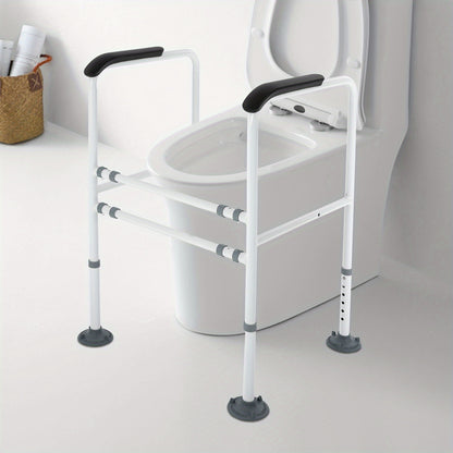 Toiletbeugel – Toiletsteun – Opklapbare Armsteun – Toilethulp – Veiligheidsbeugel – Verstelbaar in Hoogte en Breedte – Stalen Wit Design