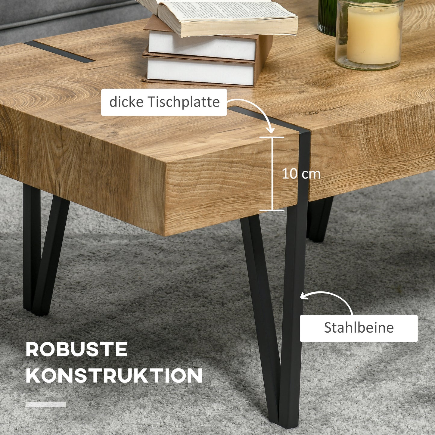 Salontafel – Koffietafel – Bijzettafel – Woonkamertafel – Industrieel Tafeltje – Zwart-Bruin – 105x60x42 cm – Robuust Industrieel Design