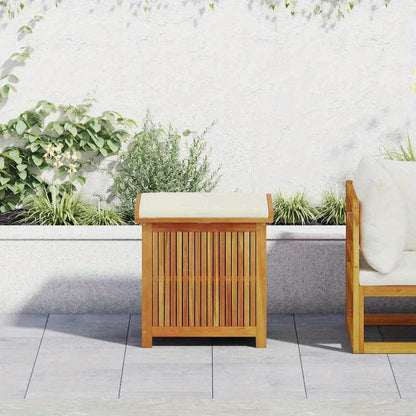 Opbergkist Tuin – Tuinkussenbox – Tuinbox – Opbergbox – Tuinkist – Massief Acaciahout – 60x50x61 cm – Inclusief Crème Wit Zitkussen